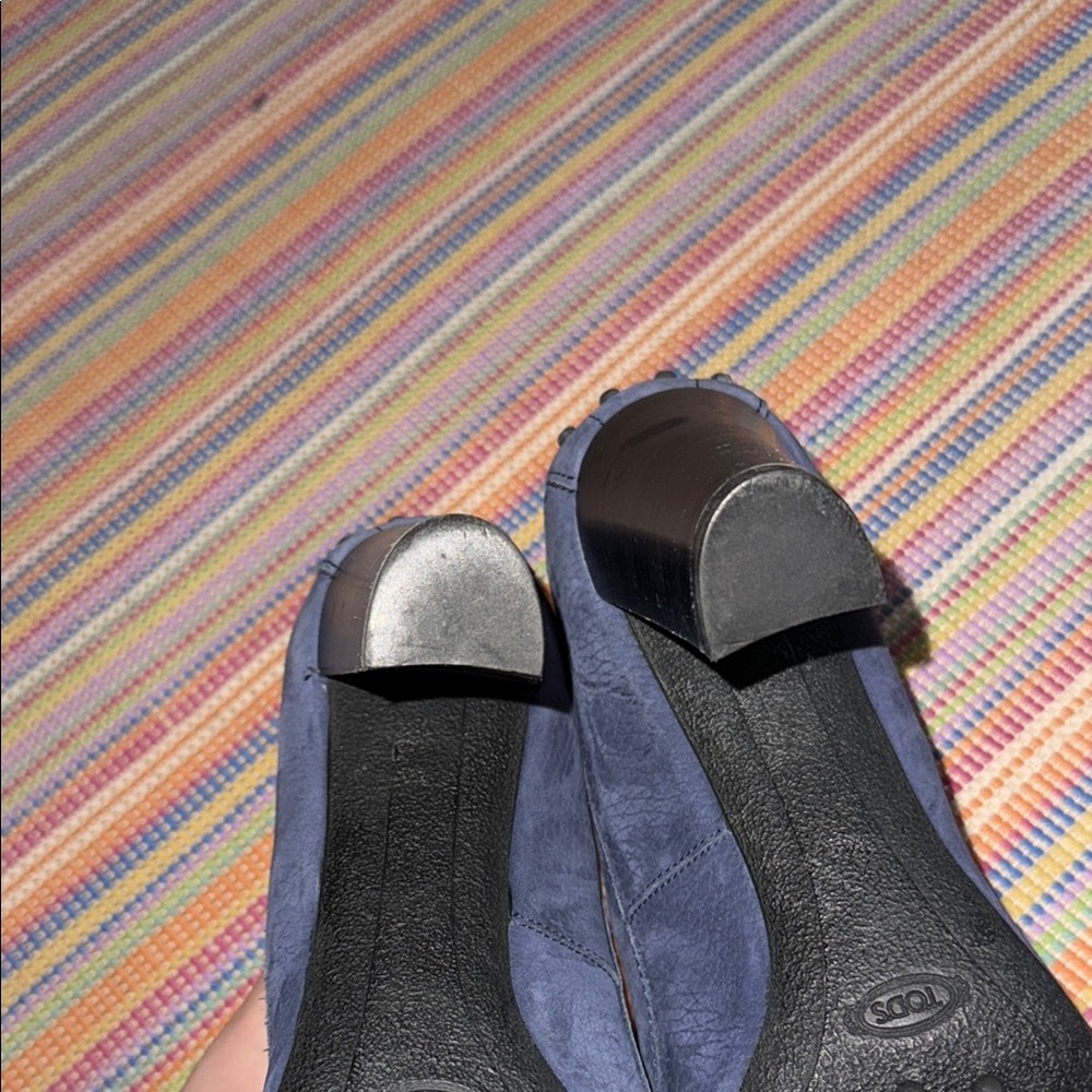 Tod's Blue Suede Loafers with Horsebit Detail NWOT 38 1/2 - Picture 6 of 9